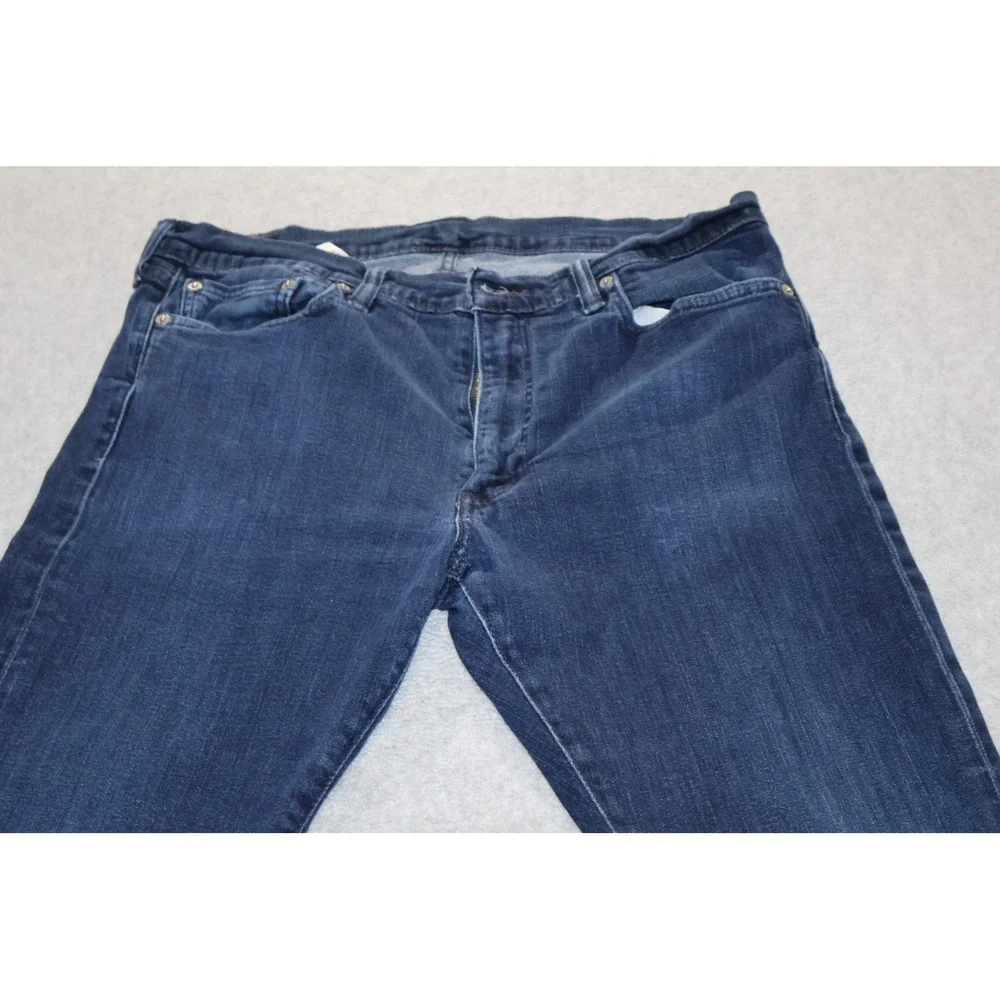 Levi Strauss 513 Slim Straight Men 36x34 Blue Dark Wash Denim Jeans Cotton Blend